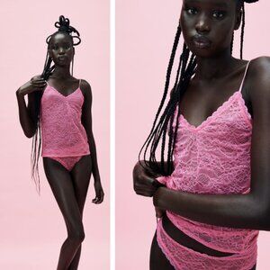 NWT ZARA Strappy Lace Top Sz Small Pink